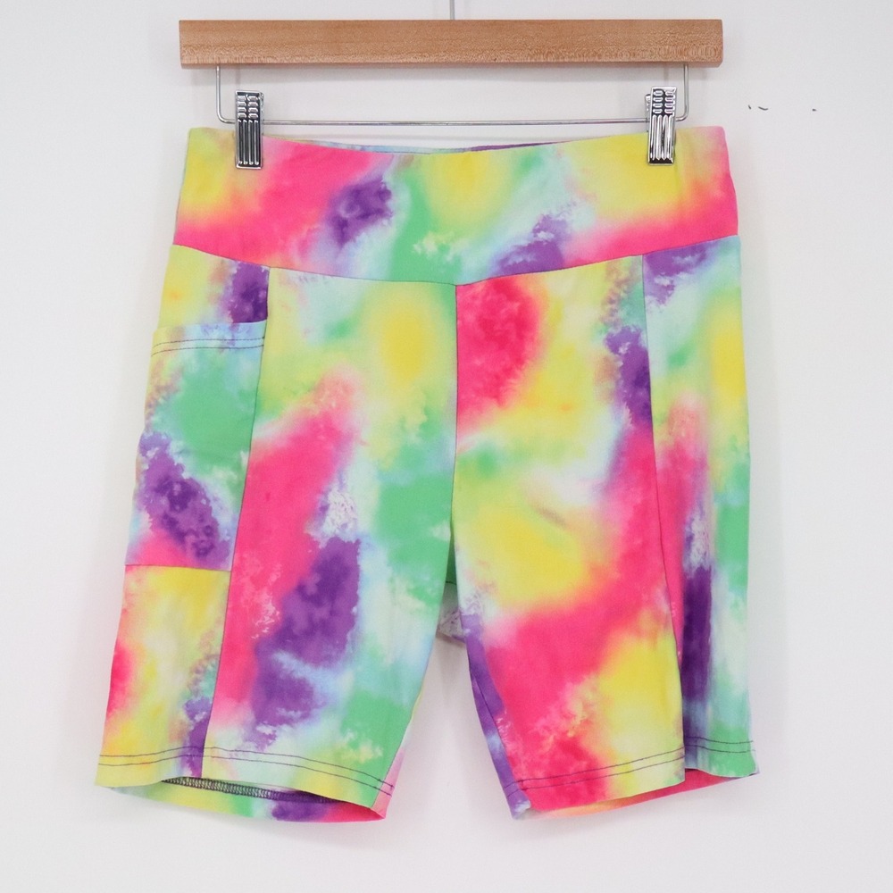 No Boundaries Shorts Juniors L Tie Dye Multi Color High Waist Pockets Excellent